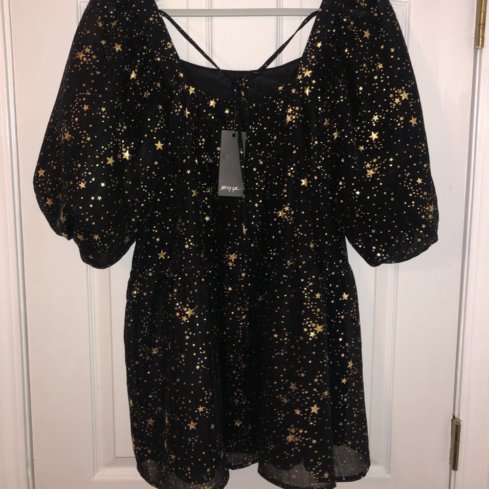Nasty Gal Starlight Tiered Mini Dress NWT